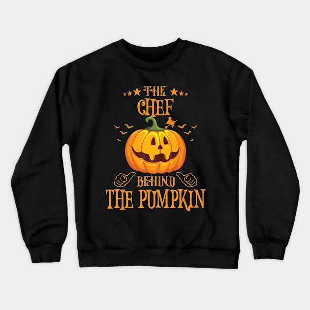 Mens The CHEF Behind The Pumpkin T shirt Funny Halloween Crewneck Sweatshirt by schaefersialice